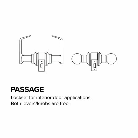 Trans Atlantic Co. Saturn Series Grade 2 Hall/Closet Passage Cylindrical Door Lever Set in Brushed Chrome DL-LSV10-US26D